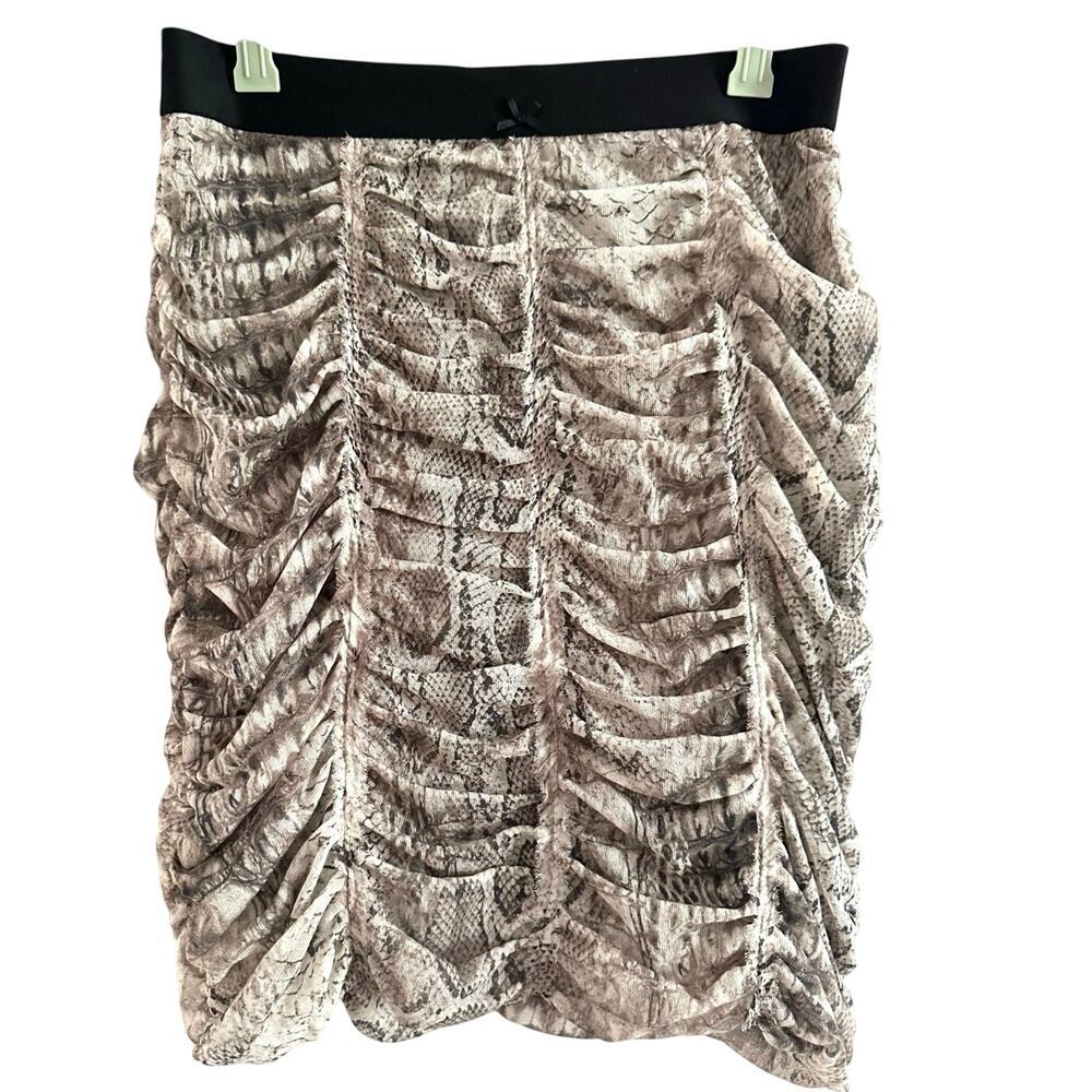 MARC CAIN Ruched Chiffon Snake Animal Print Skirt Mob Mafia Wife - Sz N2 (4)